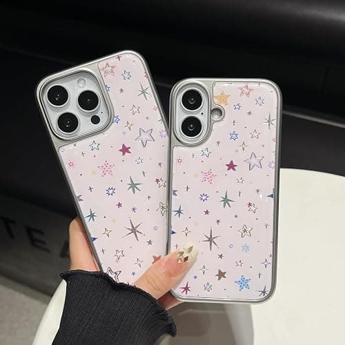 FLIRACON Cute Plating Colored Stars Hard Phone Case Compatible with iPhone Case(White,for iPhone 11) thumbnail 2
