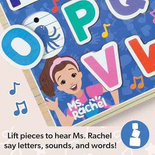 Melissa & Doug® Ms. Rachel™ Wooden Phonics Alphabet Sound Puzzle with Light-Activated Sound Effects, 26-Piece Toddler Toys for Boys and Girls Ages 2+ Years - FSC Certified thumbnail 8