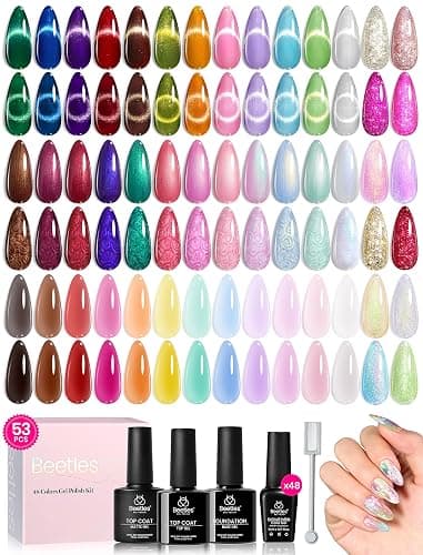 Beetles Winter Gel Polish Set Cat Eye Gel Nail Polish 48 Colors Red Green Brown Blue Nude Pink Jelly Glitter Shell Shread Salon DIY at Home UV LED Needed Gifts for Women Vivid Moments thumbnail 7