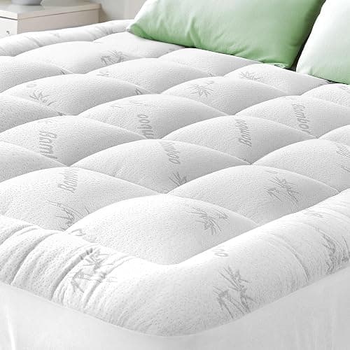 Ultra Soft Twin XL Size Mattress Topper - Viscose Made from Bamboo Pillow Top Mattress Pad for Back Pain Relief - Naturally Cooling for Hot Sleepers, White - Image 1