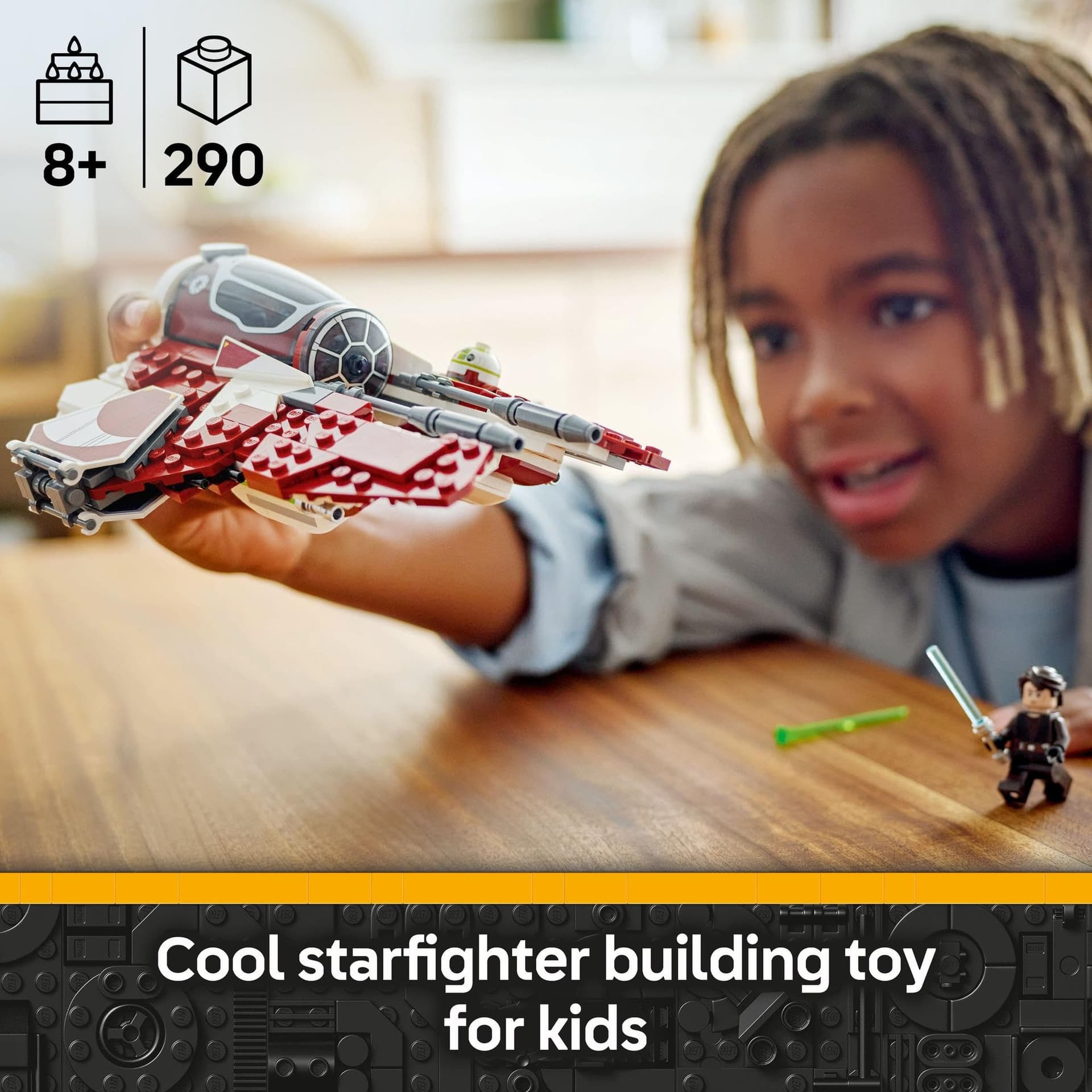 LEGO Star Wars Ahsoka’s Jedi Interceptor Building Toy for 8+ Year Old Boys & Girls, Set Features 2 Minifigures with Lightsabers and Droid Figure for The Clone Wars Fans, Buildable Kids Toy 75401 thumbnail 2