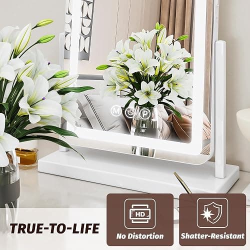 Novlux Vanity Mirror with Lights, 18"x13" Hollywood Lighted Makeup Mirror for Tabletop & Bedroom 3 Color Lighting Modes Smart Touch Control 360° Rotation Detachable thumbnail 7