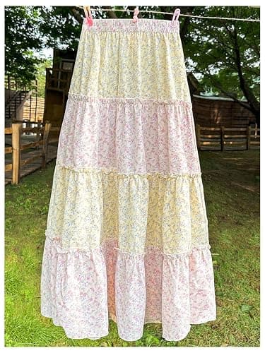 MakeMeChic Women's Floral Plaid Maxi Skirts Ruffle Layer Flowy Long Skirts | A Line, Casual Floral Maxi Skirt thumbnail 7
