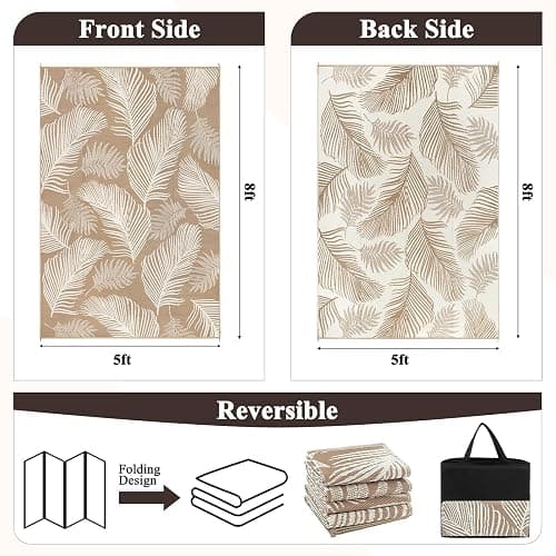 Leaf Brown Patio Rug thumbnail 3