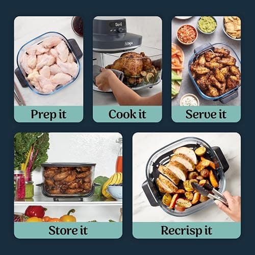 Ninja Crispi Pro 6-in-1 Glass Air Fryer | 450°F, Nontoxic, 6qt & 2.5qt Containers & Lids | Microwave, Freezer, Dishwasher Safe | Max Crisp, Air Fry, Bake, Roast, Recrisp, Dehydrate |Cyberspace AS101CY thumbnail 9