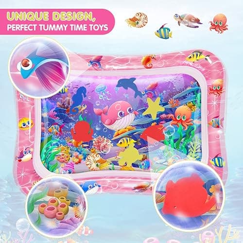 Infinno Tummy Time Mat Premium Baby Water Play Mat for Infants and Toddlers Baby Toys for 3 to 24 Months, Strengthen Your Baby's Muscles, Pink Theme Toys thumbnail 3