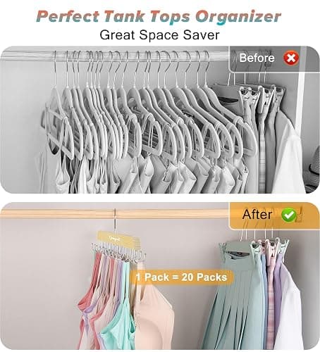 Gomyrod Bra Hanger for Closet, Tank Top Hangers 2 Pack w/20 Hooks Holds 40 Bras, Capacity Foldable Wood Space Saving Hanger, 360°Rotating Closet Organizers and Storage for Dorm & Apartment thumbnail 5