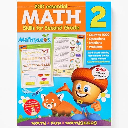Kindergarten, 1st Grade & 2nd Grade Math Workbook Ages 4-8, 600 Essential Lessons, Numbers, Operations, Fractions, Shapes, Worksheets + Yearly Planner, 260 Full Color Pages Each, Mathseeds thumbnail 6