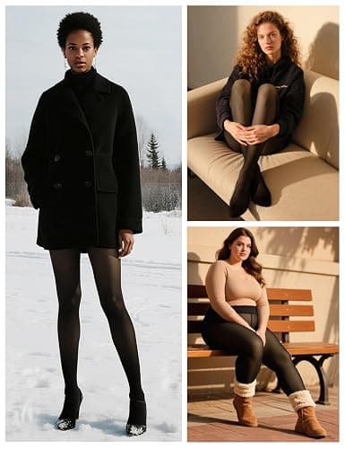 Vosda Women’s Fleece-Lined Tights - Ultra-Warm Fake Sheer Look Pantyhose Thick Leggings for Winter thumbnail 6