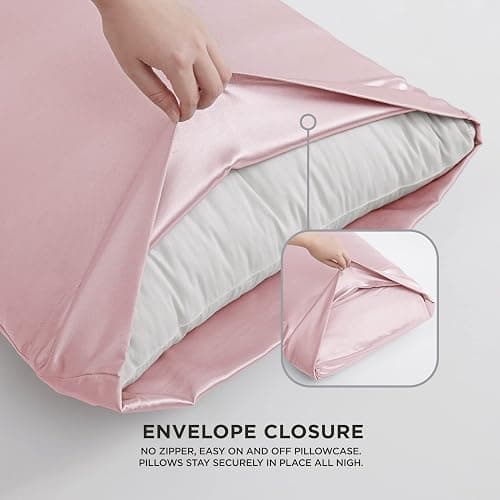 Juicy Couture Twin XL Size Satin Bed Sheet Set, Deep Pocket Silky Twin XL Sheet Set with 1 Fitted Sheet, 1 Flat Sheet, 1 Pillow Case, Wrinkle Resistant and Anti Pilling Bed Sheets - Pink thumbnail 5