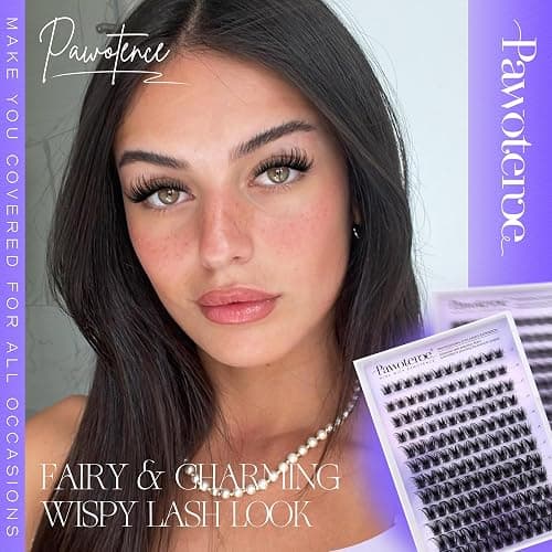 Pawotence Lash Clusters Kit Wispy Lash Extension Kit 10-18mm Cluster Eyelash Extensions Kit Individual Lashes 144pcs Eyelash Clusters with Lash Bond and Seal, Lash Tweezers for Self Use thumbnail 5