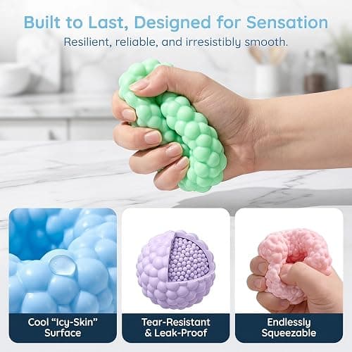 2026 New Crunchy Squishy Stress Balls with Sand & Sensory Beads,Ice Skin Crunchy Stress Balls for Anxiety Relief Focus, Squeeze Fidget Toys for Home Office or Travel.(4pcs) thumbnail 5