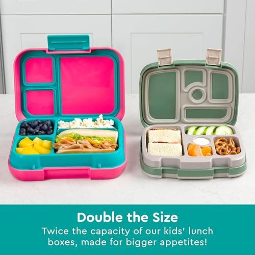 Bentgo Pop - Leak-Proof Lunch Box & Removable Divider for Ages 8+ & Teens - Lunch Container Holds 5 Cups of Food; 3-4 Compartments; Microwave/Dishwasher Safe; 2 Year Warranty (Bright Coral/Teal) thumbnail 6