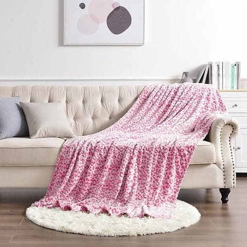 PLEASANT BOULEVARD | Leopard Throw Blanket Fleece, Premium Lightweight Cozy Warm Plush Microfiber Bedspread for Couch Sofa and Bed (Hot Pink, Twin (60 x 80 inches)) thumbnail 7