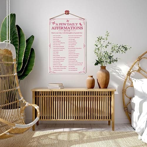 Azppan Room Decor Aesthetic A Few Daily Affirmations Motivational Wall Art Tin Metal Sign Pink Butterfly Wall Home Coffee Room Office Decor Gifts 8X12 Inches thumbnail 5