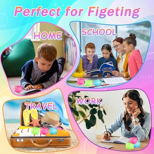 3Pcs Stress Cube Squishy Toys, Slow Rising Ice Cube Stress Balls, Sensory Fidget Toys for Anxiety Relief, Sensory Ice Cube Gel Filled Squishy Ball Toys for ADD/ADHD Kids Adults(Blue, Green, Pink) thumbnail 6