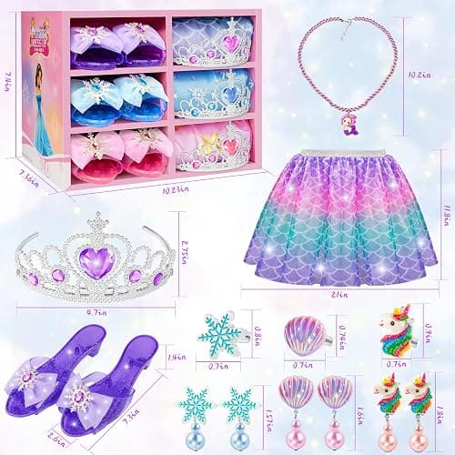 Princess Dress Up for Girls, Dress Up Clothes for Girl with Princess Shoes, Toddler Girls Boutique, Pretend Play Gifts for Little Girl Aged 3-6 Years Old thumbnail 7