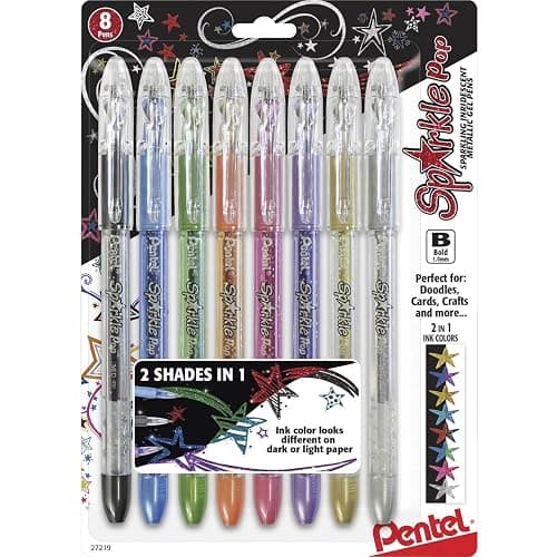 Pentel Sparkle Pop Metallic Gel Pen, (1.0mm) Bold Line, Assorted Colors, Pack of 8 (K91BP8M) - Image 1
