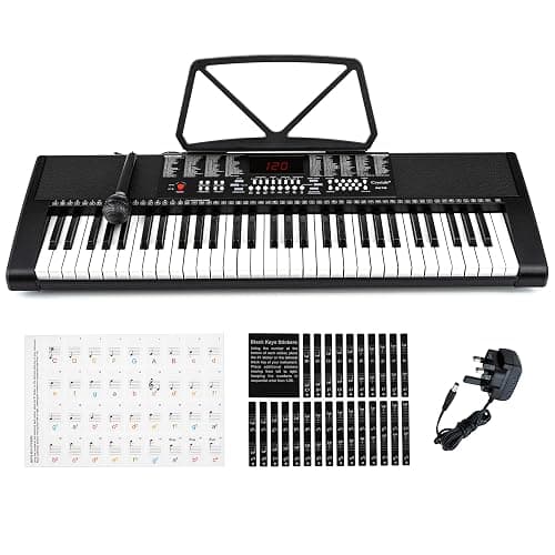 Crystals® 61 Keys Electronic Teaching Keyboard Digital Music Piano Instrument & Microphone - Black - Image 1