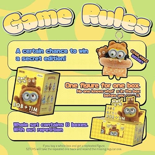 52TOYS Minions Bob & Tim – Best Buddies Forever Series Vinyl Plush Keychain Collectible Toy- 1PC Action Figures with Soft Touch, Movable Joints, Perfect for Home Decor & Gifts thumbnail 3