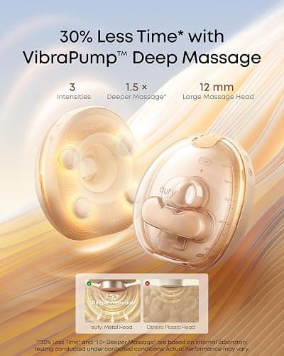eufy Heated Massage Wearable Breast Pump S2 Pro, Charging Case | HeatFlow 2.0, VibraPump Massage, Nipple Light, Full Milk Alert, 7-Day Battery, App DIY Rhythm, Double-Sealed Flange thumbnail 2