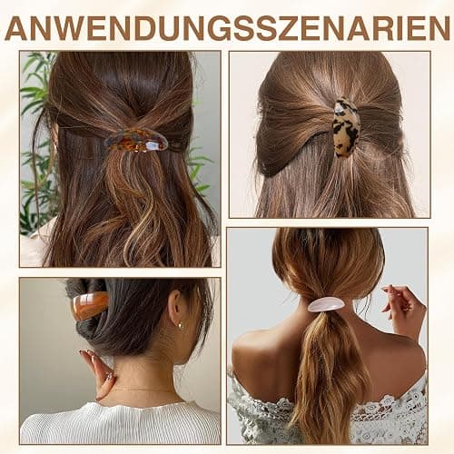 DASHUI 5 Stück Ovale Haarspangen, Französische Haarspange aus Acetat, Vintage Haarklammer, Flat Hair Clip für Mädchen Lang Dickes Haar, für Hochzeit Abschlussball Formale Haaraccessoires thumbnail 5