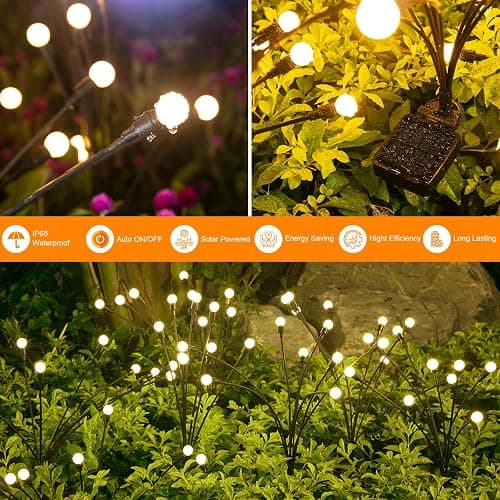 Solar Lights Outdoor(4 Pack, 32 LED), ASMAD Solar Garden Lights, Outdoor Decorations, Firefly Light for Patio Decor, Big Bulb, Unique Gifts for Women, Gifts for Grandma thumbnail 4
