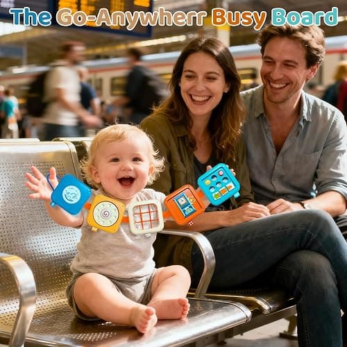 Montessori Toys for Baby 6-12 Months: Sensory Activity Cube with Fine Motor Skills - Travel Busy Board Busy Cube Gifts for 1 Year Old Boy Girl thumbnail 4