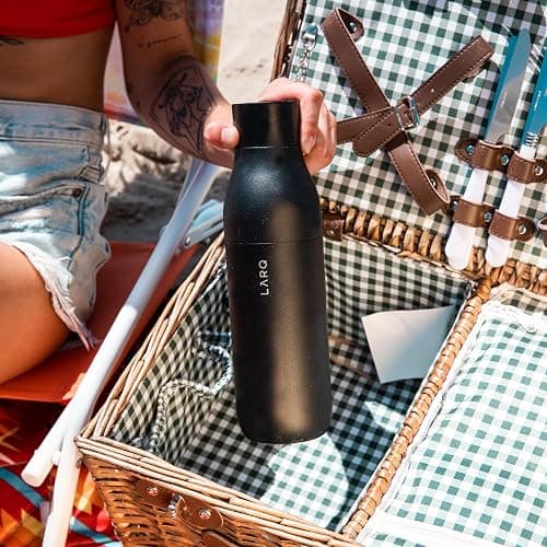 LARQ Bottle Twist Top 25 oz - Insulated Stainless Steel Water Bottle | BPA Free | Reusable Water Bottle for Camping, Office, and Travel | Keep Drinks Cold and Hot, Obsidian Black thumbnail 2