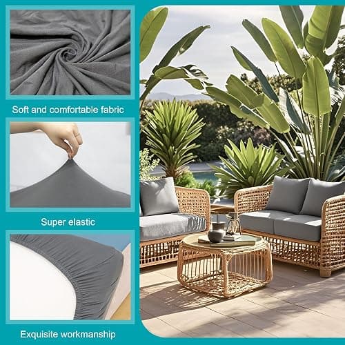 BIETYONE 12Pcs Stretch Patio Cushion Covers,Outdoor Couch Covers Replacement,Outdoor Couch & Sofa Slipcovers,for Patio Furniture Cushion Covers,Washable Reusable urniture Protector(Grey,Cover Only) thumbnail 3
