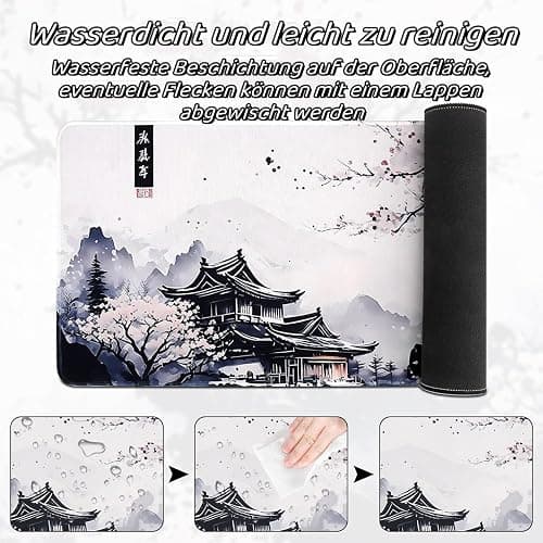 shangtushunli Japanische Weiße Mauspad, Große Kirschblüte Schreibtisch Matte, Anime Gaming Tastatur Matte, Rutschfeste Gummibasis, Großer Erweiterter Schreibtisch Schutz Für Home Office1 thumbnail 7
