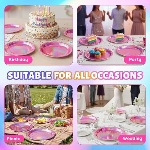 FunisFun Disco Plates Disposable Disco Ball Plates for 70s Disco Party Decorations Wedding Birthday Bachelorette Party 9" (Iridescent Pink, 9IN25P) thumbnail 6
