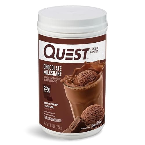 Quest Nutrition Chocolate Milkshake Protein Powder, 22g Protein, 2g Net Carbs, 1g Sugar, Low Carb, Gluten Free, 1.6 Pound, 24 Servings - Image 1
