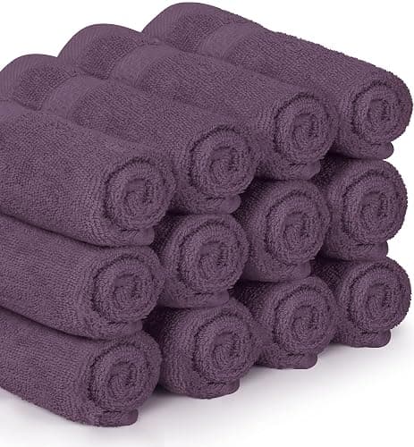 Utopia Towels 12 Pack Premium Wash Cloths Set, 12 by 12 Inches, 100% Cotton Ring Spun, Highly Absorbent and Soft Feel Essential Washcloths for Bathroom, Spa, Gym, and Face, Plum thumbnail 6