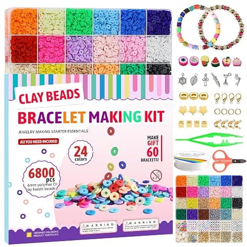 Redtwo 6800 Pcs Clay Beads Bracelet Making Kit, Flat Preppy Beads for Friendship Bracelets, Polymer Clay Bead with Charms for Jewelry Making, Crafts Gifts for Girls Ages 6-12 thumbnail 2