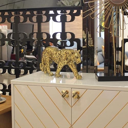 POLYDUKE Modern Polyresin Cheetah Figurine Home Décor Realistic Antique Classical Leopard Statues Living Room Decor Ornament Figures，Gold 7.1" H…… - Gold - 15.65"L x 6.75"H thumbnail 5