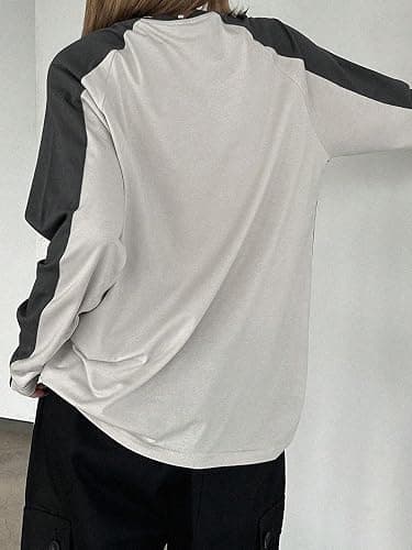 SHENHE Women's Color Block Crew Neck Star Graphic Raglan Shirt Loose Long Sleeve Tee Top thumbnail 2