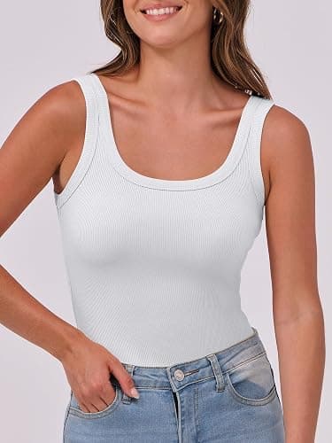 ANRABESS Womens Sleeveless Scoop Neck Tank Top Ribbed Fitted Summer Basic Slim Cute Tops 2025 thumbnail 3