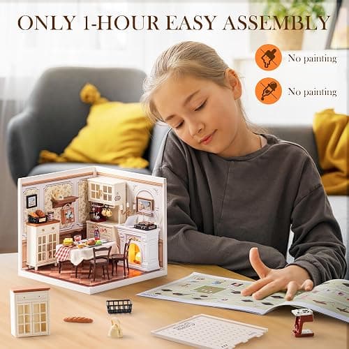 Rolife Super Creator-DIY Plastic Miniature House for Adults, Mini Blocks Model Kit Building Set for Teens 8-12, DIY Crafts/Hobbies/Building Blocks Toys for Teens&Adults (Warm Dining Room) thumbnail 4