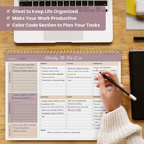 Weekly To Do List Notepad with 52 Undated Sheets（8.5"×11"）- Undated Weekly Planner Notepad for Office Desk Accessories and Supplies - Midnight Lilac thumbnail 7