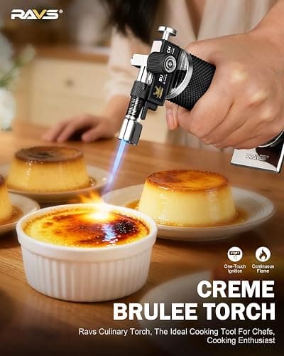 RAVS Butane Torch Lighter, DUAL Flame Mode Kitchen Torch, Refillable Cooking Torch Gun, Creme Brulee Torch Lighter, Blow Torch for Cooking, Welding, Mini Torch Soldering Torch, Butane is Not Included thumbnail 3