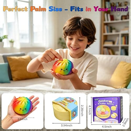 Dumpling Squishy with Mystery Box Bulk,Giant Dumpling Squishy Stress Ball,Squishy Bun,Random 24 Colorful Mystery Gift Box for Adult Classroom Prizes Party Favor (12) thumbnail 4