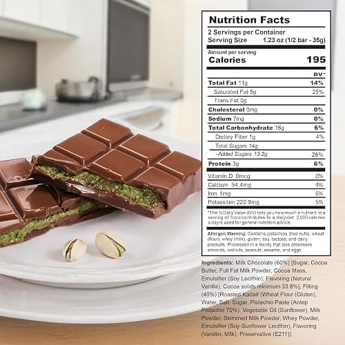 Eastanbul Dubai Chocolate Bar Pistachio, 2.5oz Mini Treat, Premium Pistachio Dubai Chocolate Bar, Viral Candy with Shredded Phyllo Dough, Knafeh, Gift Box thumbnail 2