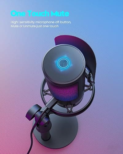 Gaming Microphone for PC: USB Mic for Podcasts Videos & Streaming - Condenser Mic with Quick Mute & Pop Filter - RGB Microphone Gift for Gamer boys - Compatible with PS4/5 & Computer & Laptop thumbnail 3