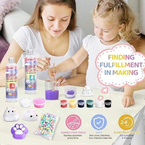 HECKLES DIY Taba Squishy Making Kit,18oz Squishy Molds Silicone,Liquid Silicone 1:1 AB Ratio Epoxy Resin Mix for Squishy Making, Mold Cat Claw, Hamster, Rabbit,Gifts for Any Occasion thumbnail 6