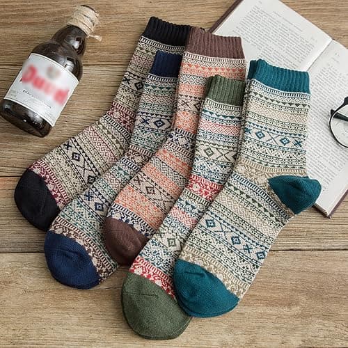 Clothirily Wool Socks, Thick Soft Wool Socks for Women, Vintage Warm Womens Sock, Winter Warm Boot Sock for Women Men thumbnail 2