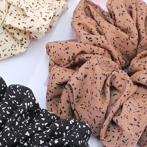 IVARYSS Extra Large Scrunchies for Women's Hair, Premium Satin Soft Jumbo Scrunchy, XL 6 inch Big Elastic Thick Band Hair Accessories, 4 Pack, Dots thumbnail 2