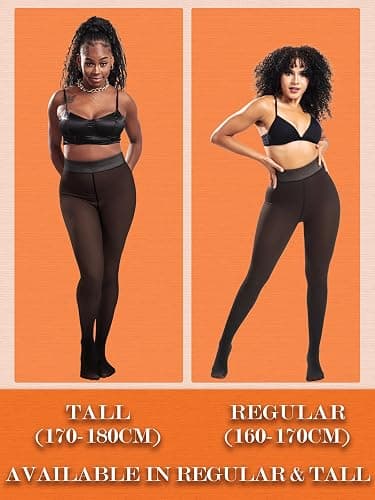 HONENNA 5 Skin Colors Fake Translucent Fleece Lined Tights, Winter Thermal Pantyhose for Women under Dress, medias térmicas thumbnail 2
