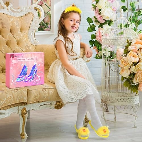 Princess Dress Up Shoes Set, Girls Role Play Dress Up Toys,Toddler Pretend Play Crown Kit Gift Set for Little Girls Aged 3-6 Years Old thumbnail 2