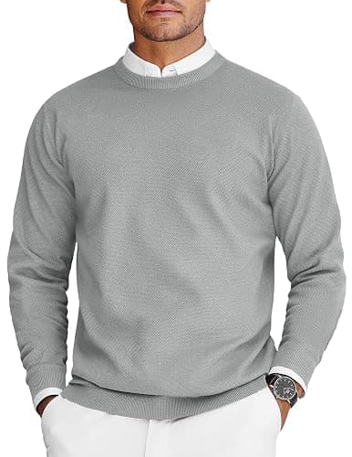 COOFANDY Mens Crew Neck Sweaters Long Sleeve Lightweight Knit Dress Pullover Sweaters - Image 1